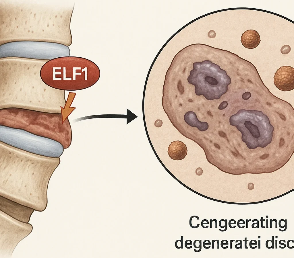 ELF1 agrava la degeneración del disco intervertebral mediante ferroenvejecimiento