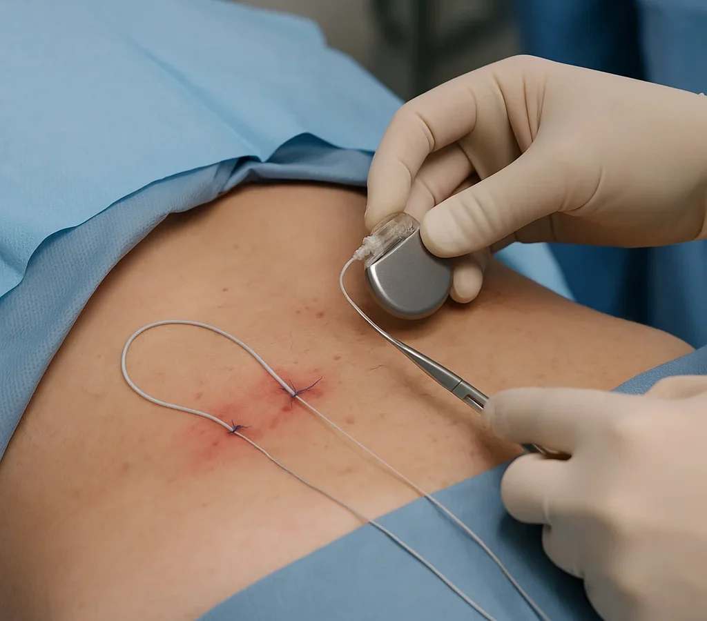 Implante de estimulador nervioso periférico para la neuralgia clúnea superior en pacientes con neuropatía periférica